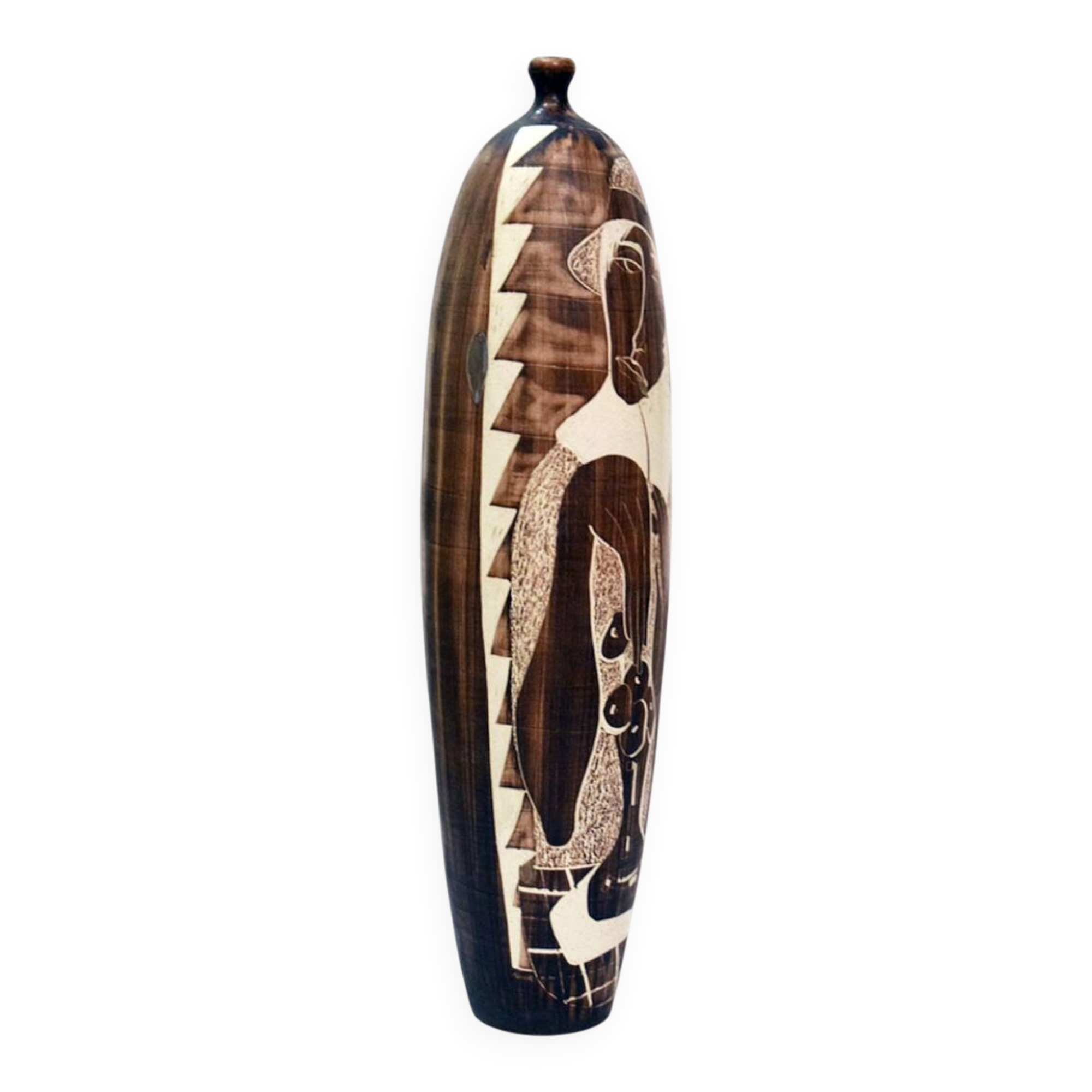 Large Ceramic Vase From Faenza With Engraved Decoration, 1970s