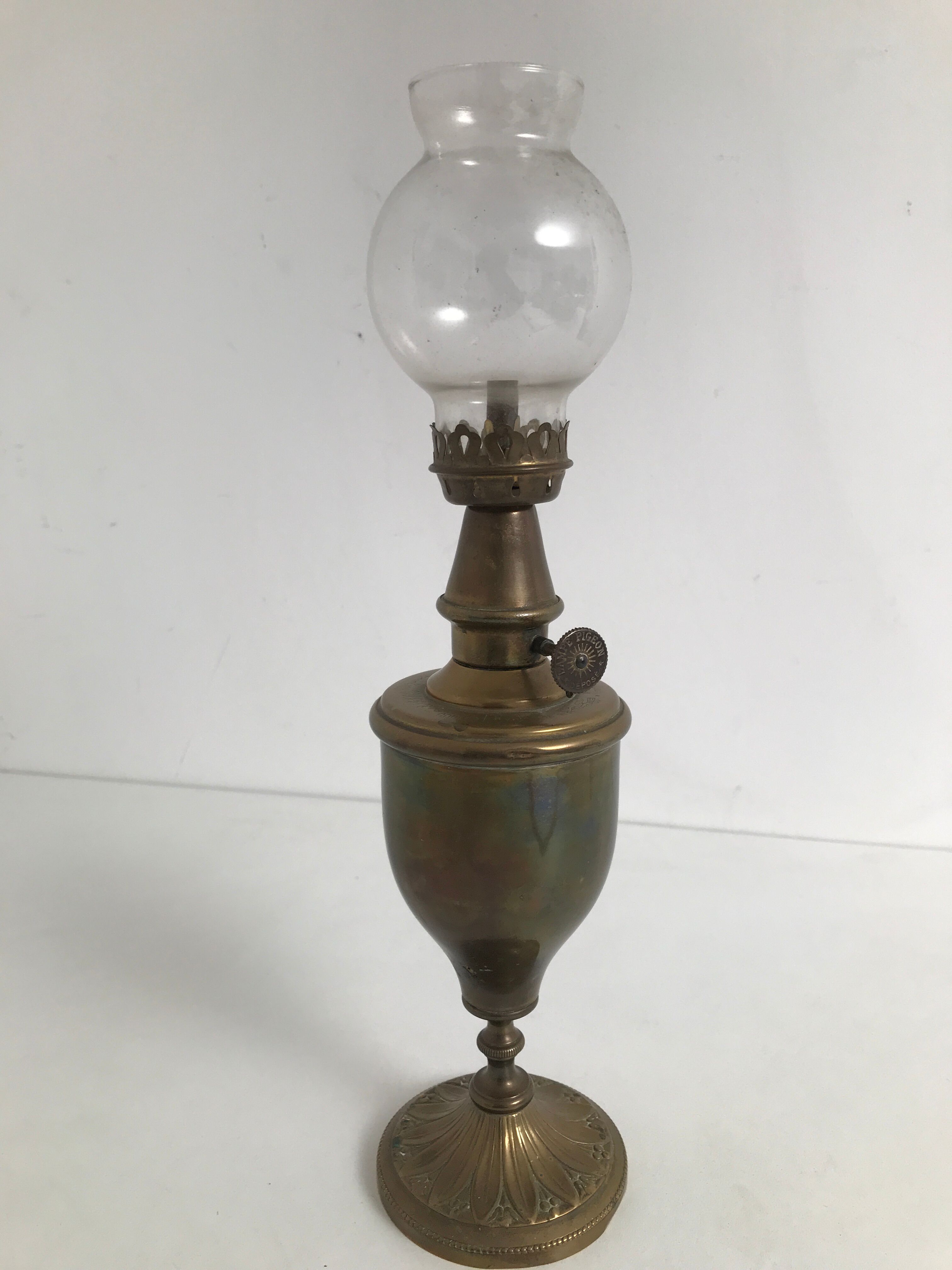 Copper and brass oil lamp