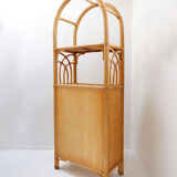 Vintage bamboo bookcase with drawers, 1980s