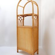 Vintage bamboo bookcase with drawers, 1980s
