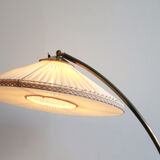 1950s floor lamp in brass with plisée lampshade