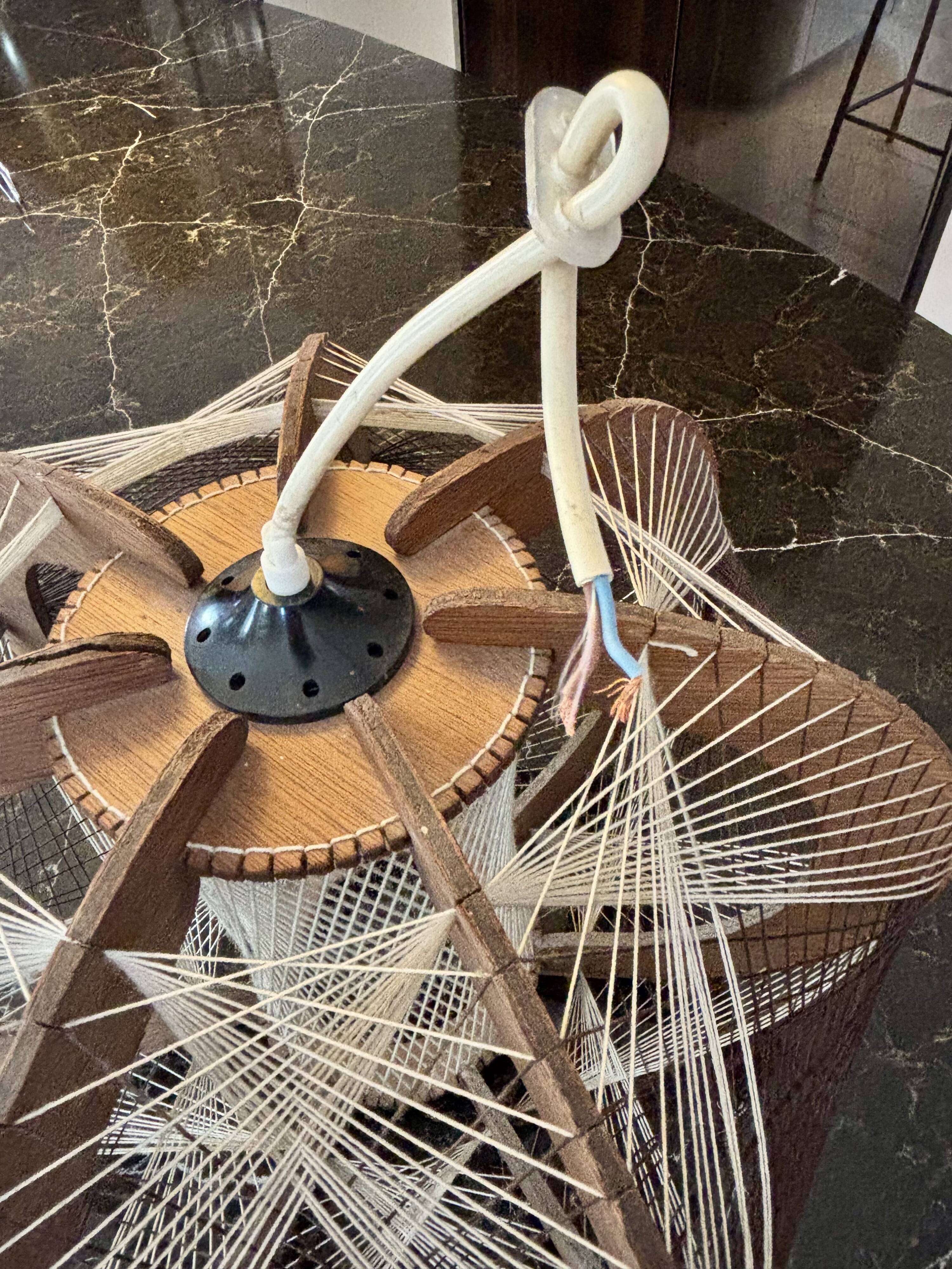 Scandinavian wooden and wire suspension