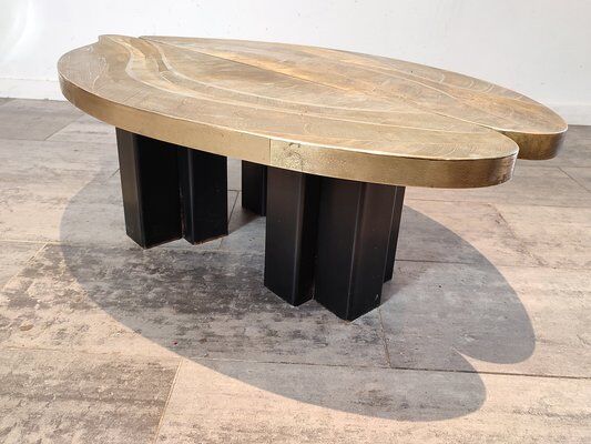 Engraved brass coffee table