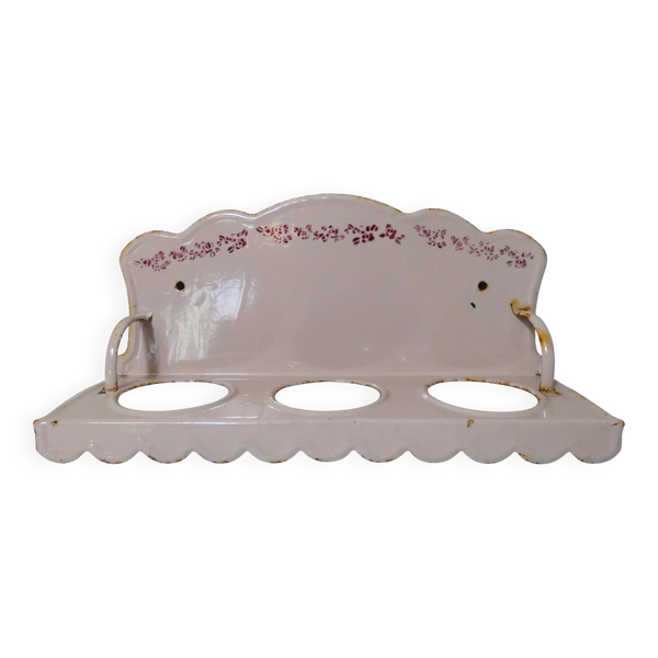 ancienne étagère rose poudré en acier émaillé porte plantes vintage