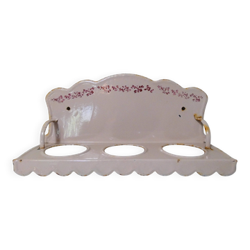 ancienne étagère rose poudré en acier émaillé porte plantes vintage