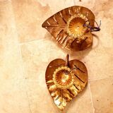 Pair of golden leaf wall light from the 70s