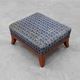 Art Deco Upholstered Footstool with Sabre Legs, France, 20th Century