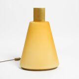 Large 1990s postmodern design floor or table lamp made of colored glass