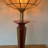▪️Vintage Lamp Le Dauphin Ceramic Bordeaux and Gold and Mother-of-pearl Lampshade Art Deco