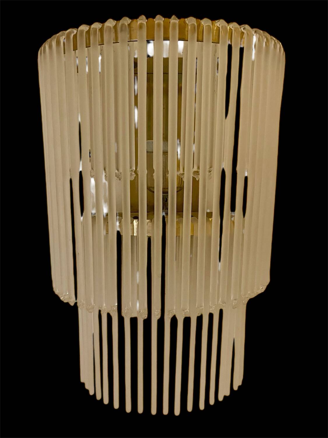 Large Sciolari wall lamp with opaque glass and gilded structure, Italy 1970