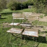 Set of 4 folding garden chairs in wood and metal