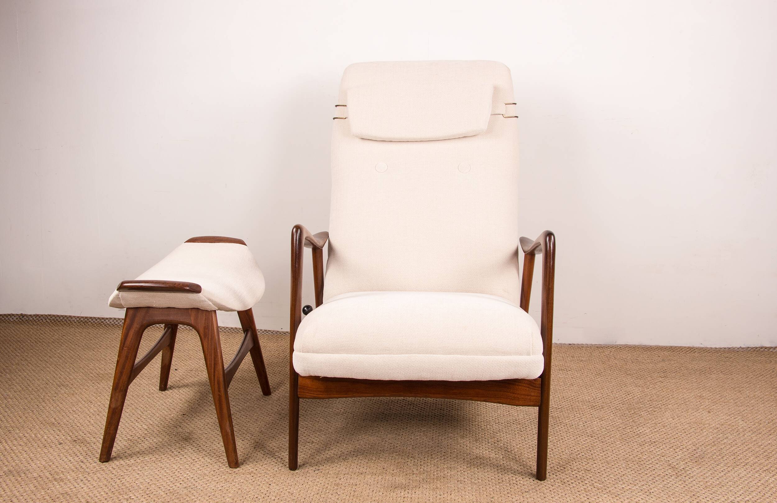 Large Norwegian Teak Armchair with Ottoman, Folke Ohlsson for Westnofa.