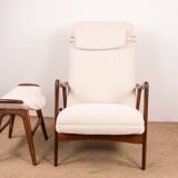 Large Norwegian Teak Armchair with Ottoman, Folke Ohlsson for Westnofa.