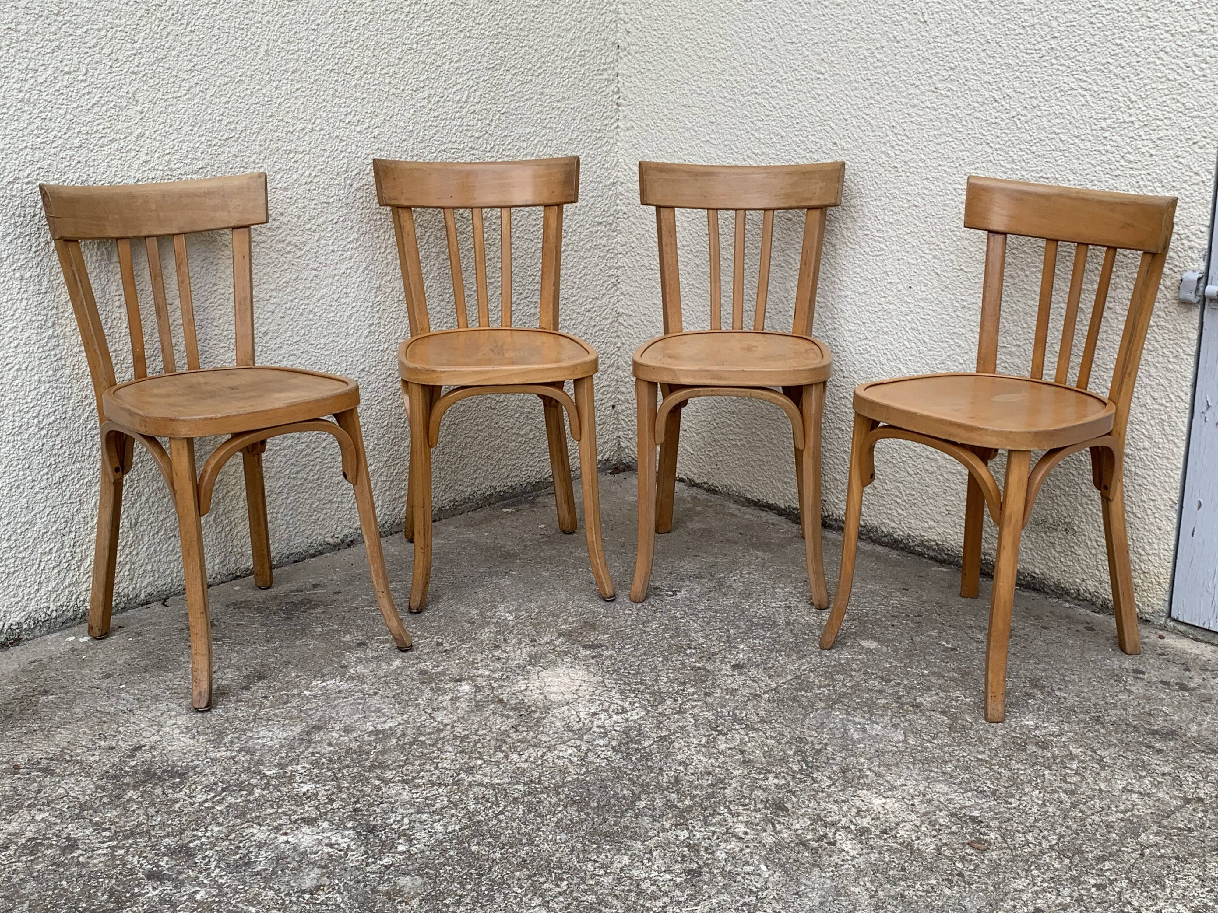 Suite of 4 chairs bistro Baumann 1967