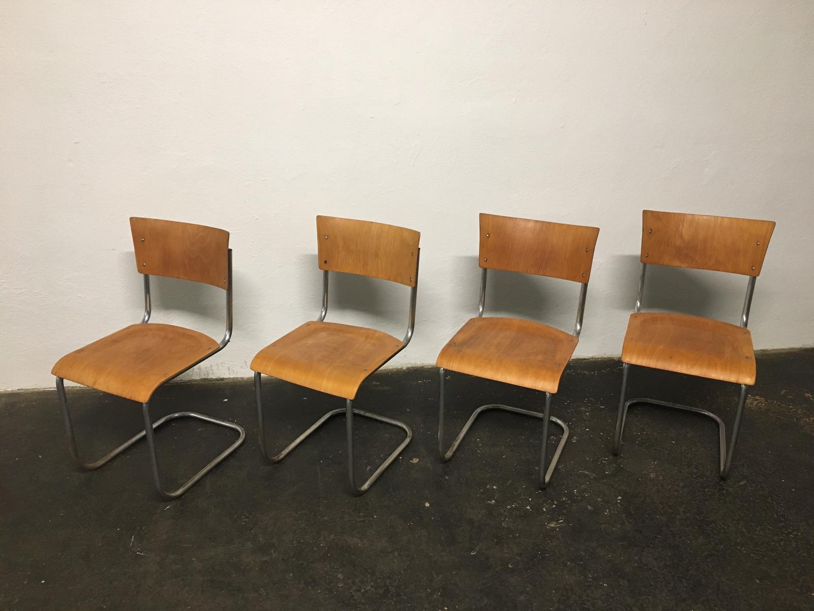 Set of 12 tubular steel chairs Mart Stam
