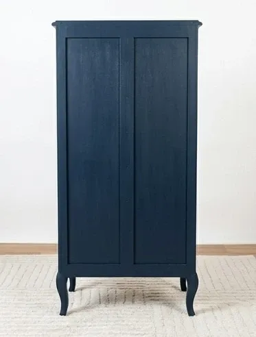 Seven-drawer nightstand in blue night, Louis XIV style.