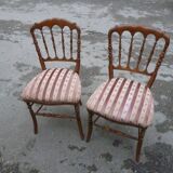Pair of Napoleon 3 style chairs in natural wood