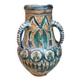 Antique painted glazed earthenware jar FEZ Morocco 19th century