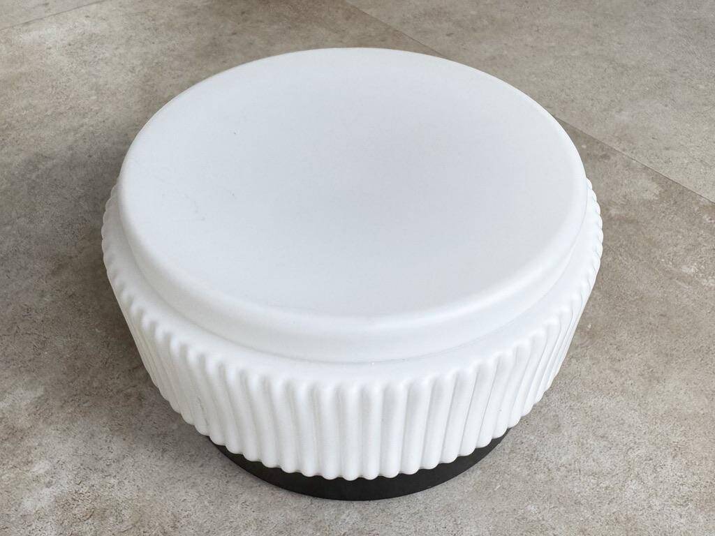 Round vintage ribbed glass ceiling lamp
