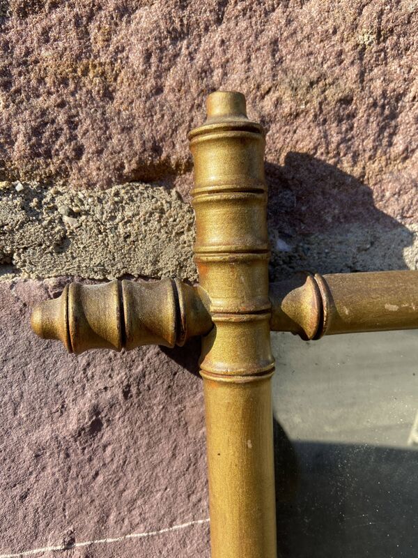 Miroir glace vintage style faux bambou doré, 58x42 cm