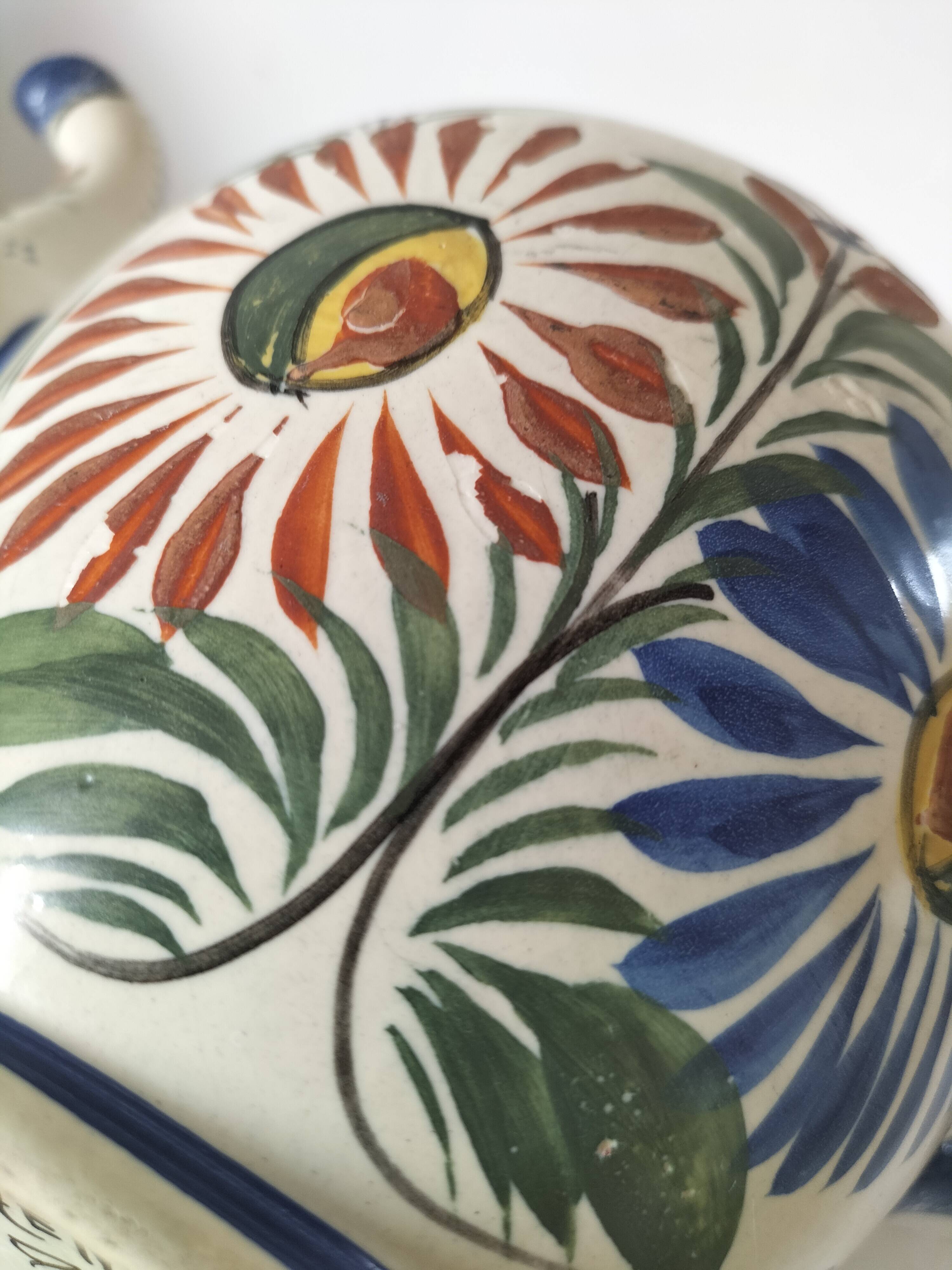 Henriot Quimper teapot – floral relief decoration