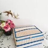 Sewing box, work box, scoubidou, blue