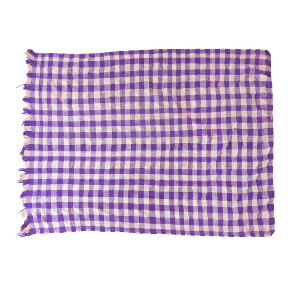 Vintage Haik purple check blanket from Morocco - 166 x 203 cm