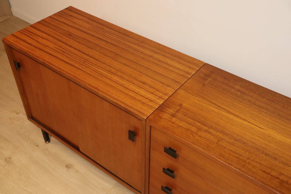 Vintage sideboard in wood and metal, 1960s