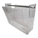 Vintage transparent plexiglass magazine rack – David Lange design – 70s/80s
