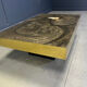 Etched brass and inlaid agate coffee table by Felix De Boussy, Belgium