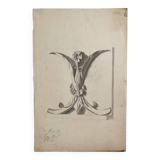 Old academic drawing ornament classical architecture late 19th century