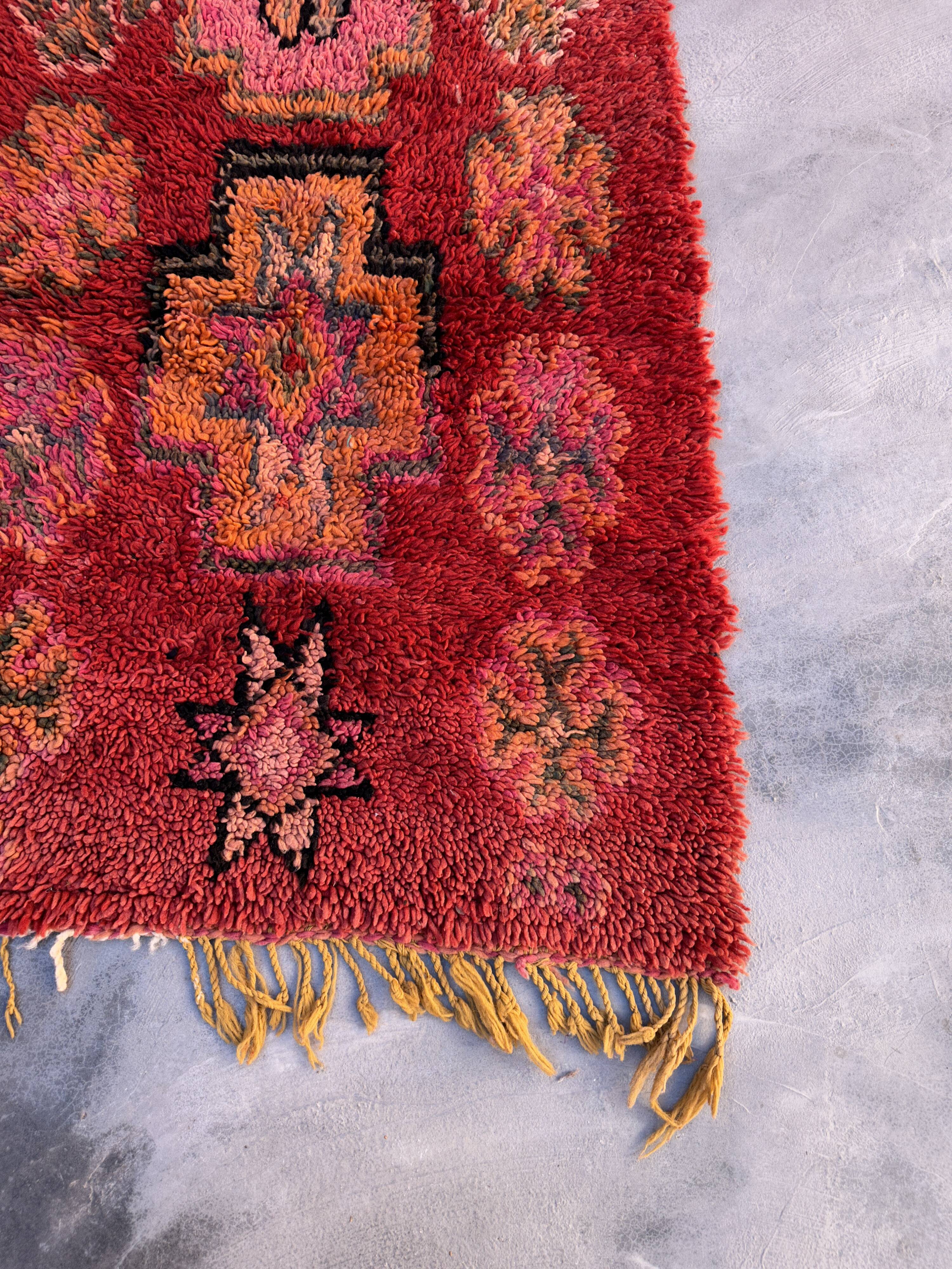 Red Boujad Moroccan rug - 90 x 313 cm