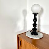 Lampe en bois vintage noire