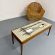 Vintage coffee table with mosaic top, 1960s modernist graphic design.