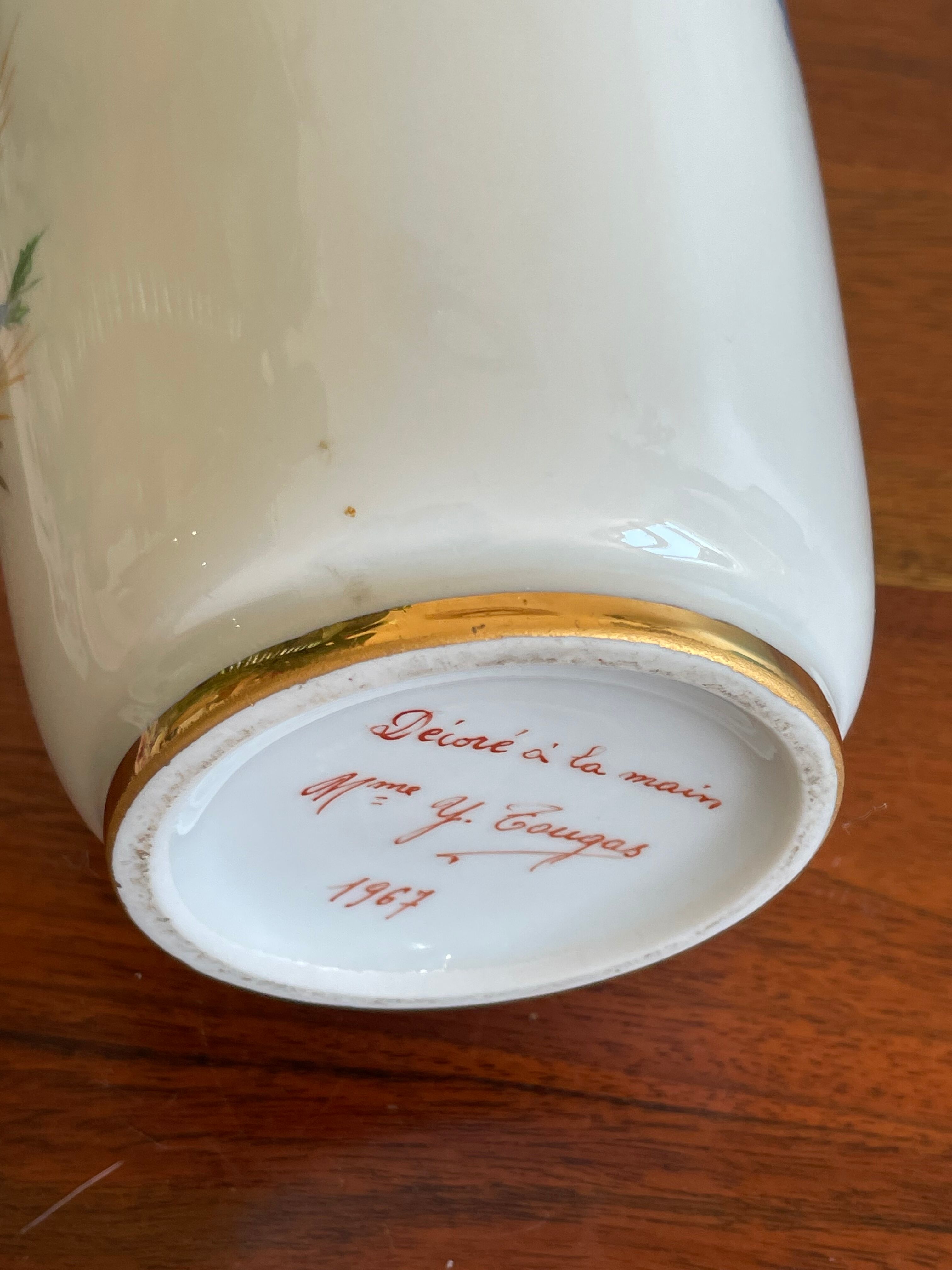 Vase ears of wheat poppies painted hand painted