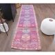 Vintage Turkish Oushak Handmade Cotton Purple Wool Runner Rug 80x348