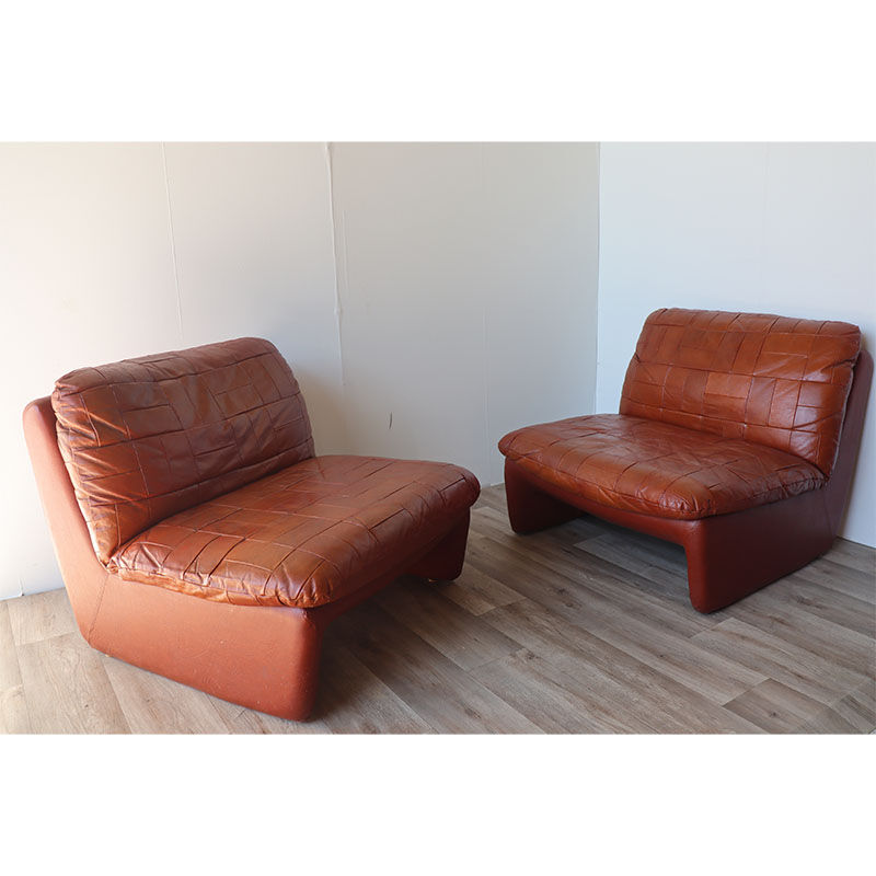 Pair of vintage 1970 patchwork leather heaters