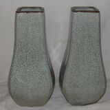 paire de grands vases porcelaine céladon vert craquelée  XIX ème - XX ème