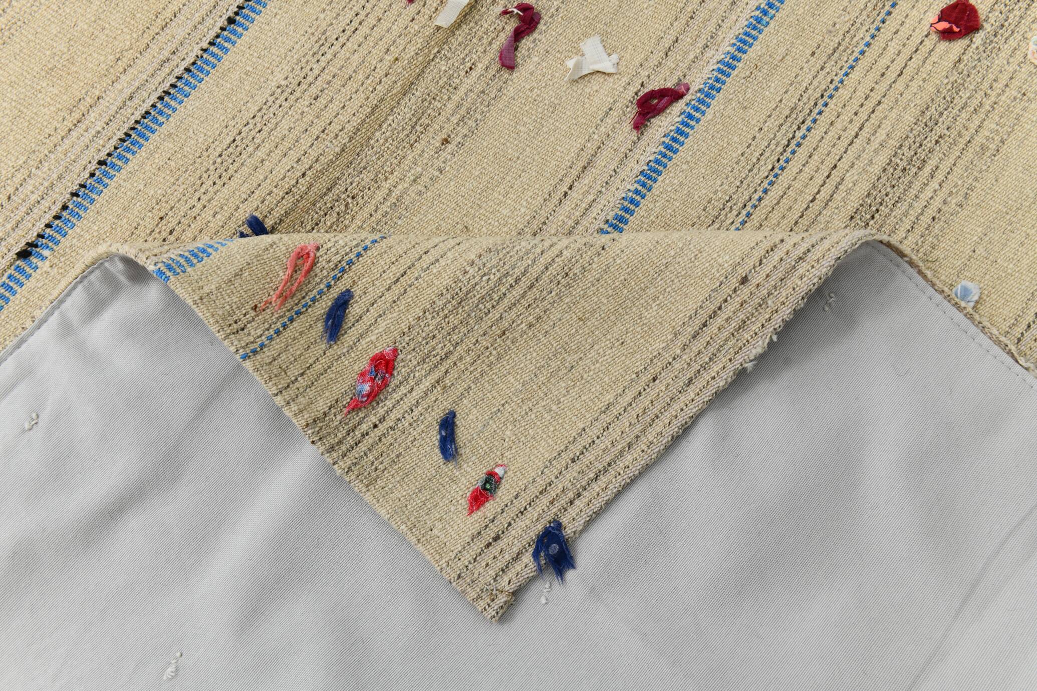 5x8 Turkish Mid Century Modern Cream & Brown Kilim Rug, 151x230Cm