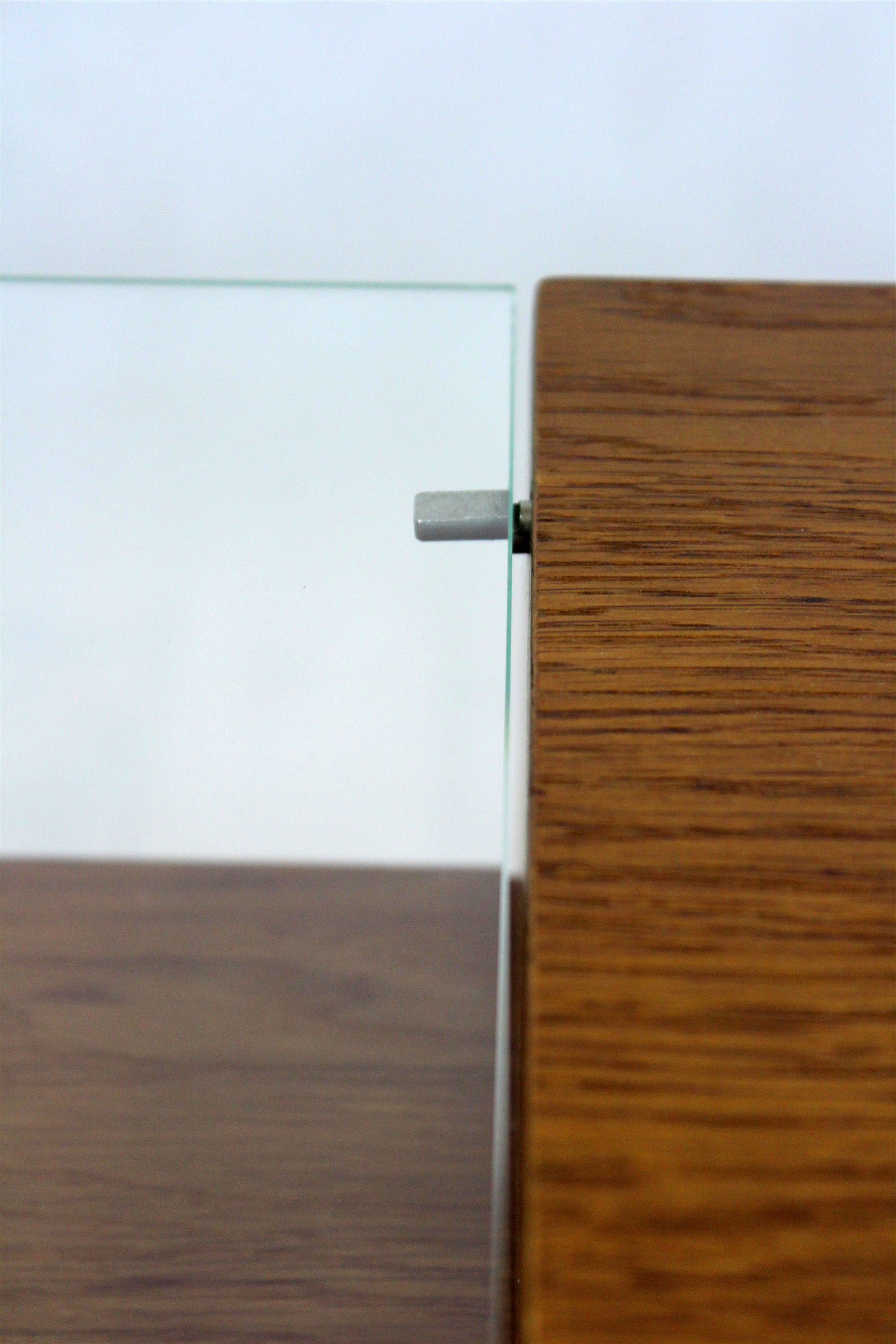 Oak coffee table with a glass top from Onv olomouc, 1970s