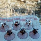 set of 6 blown glass champagne flutes