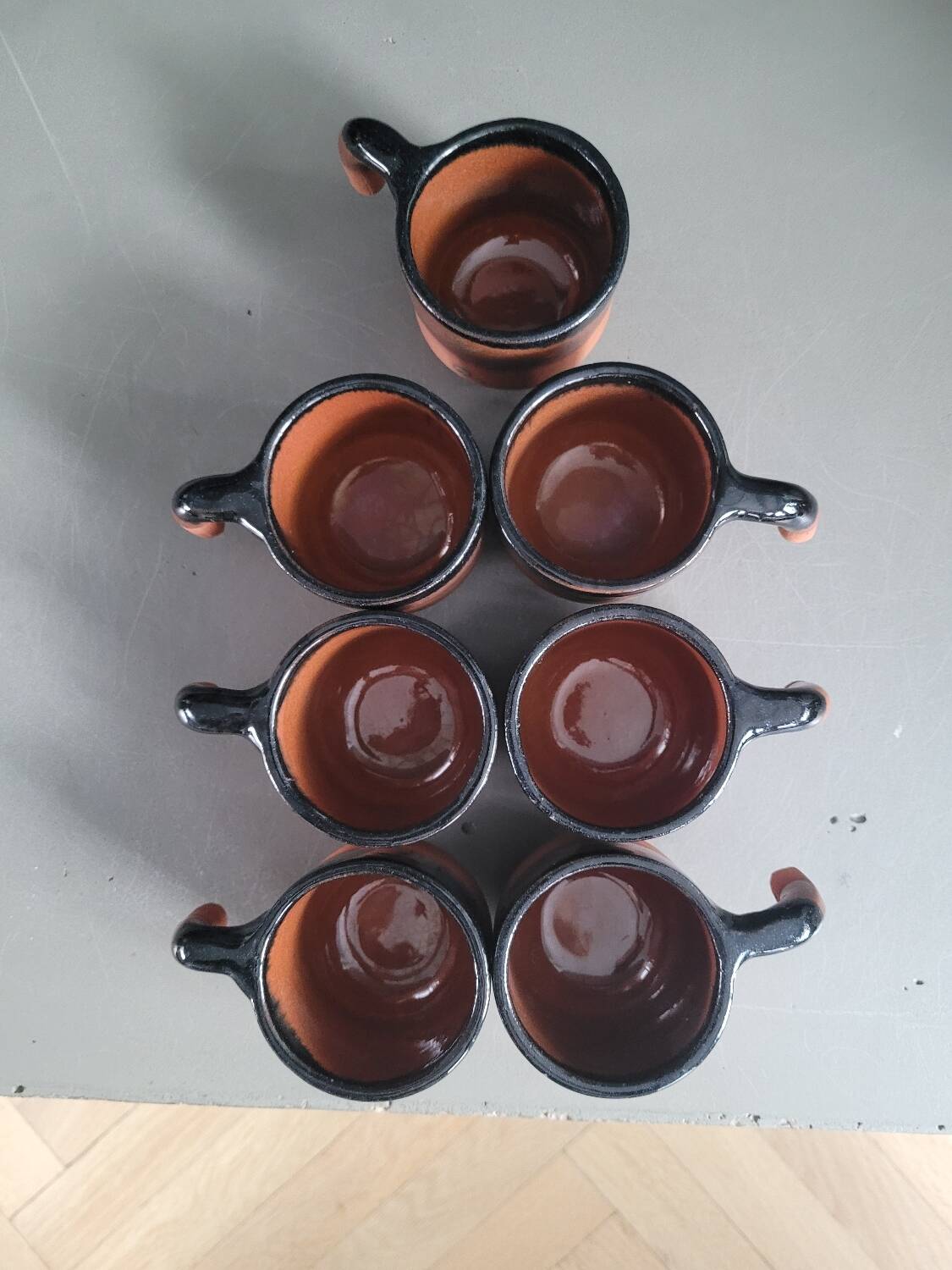Set of 7 terracotta coffee cups