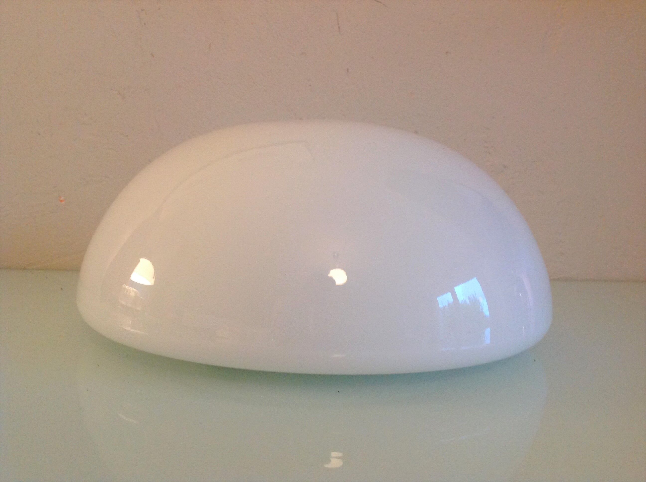 Half moon ceiling lamp in vintage white opaline 60/70s