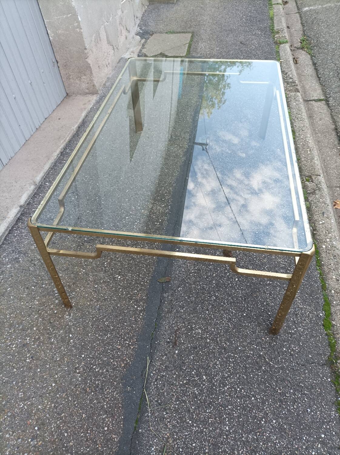 Bronze and glass coffee table