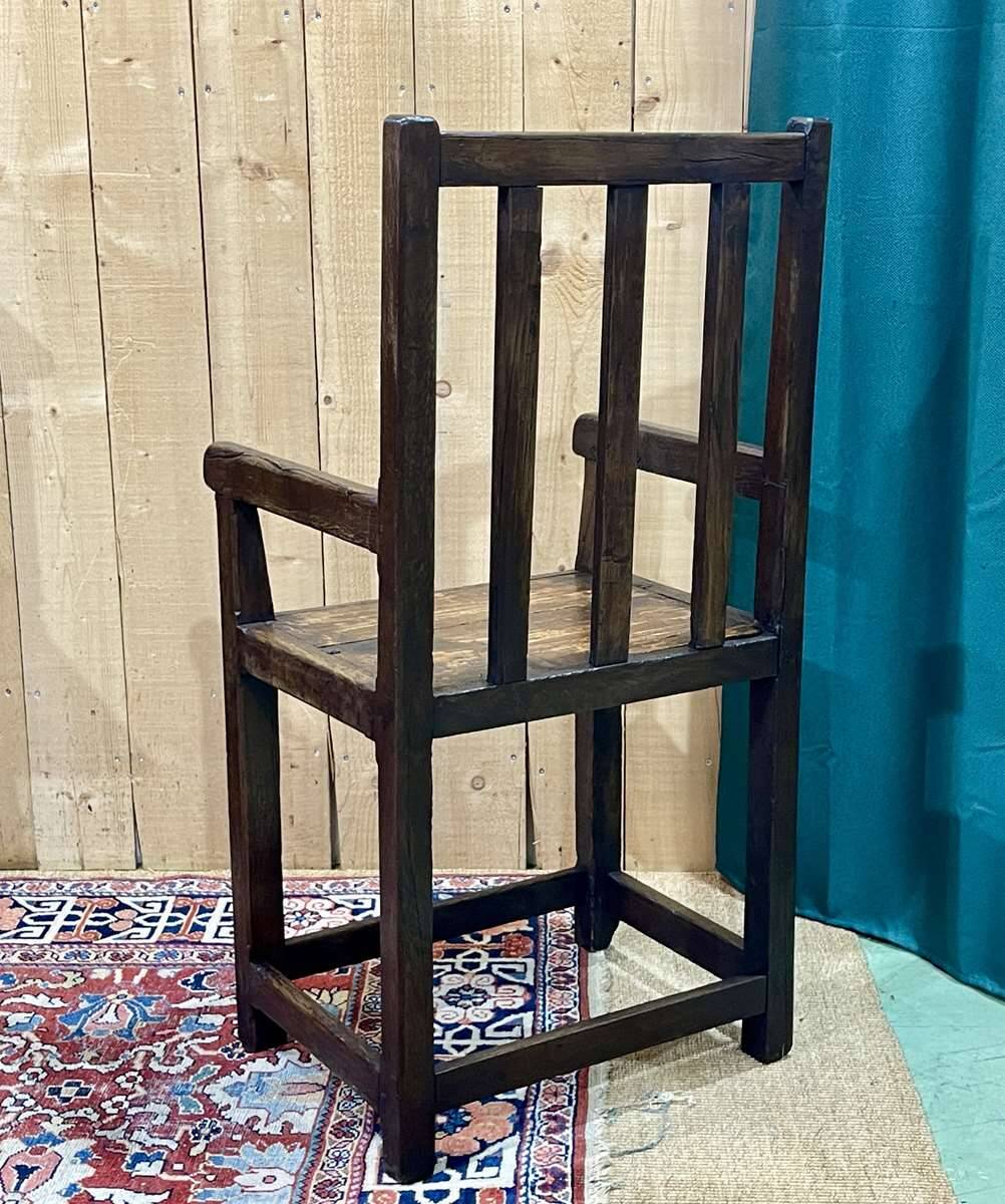 19th century Breton fireplace bench in oak, fir and chestnut