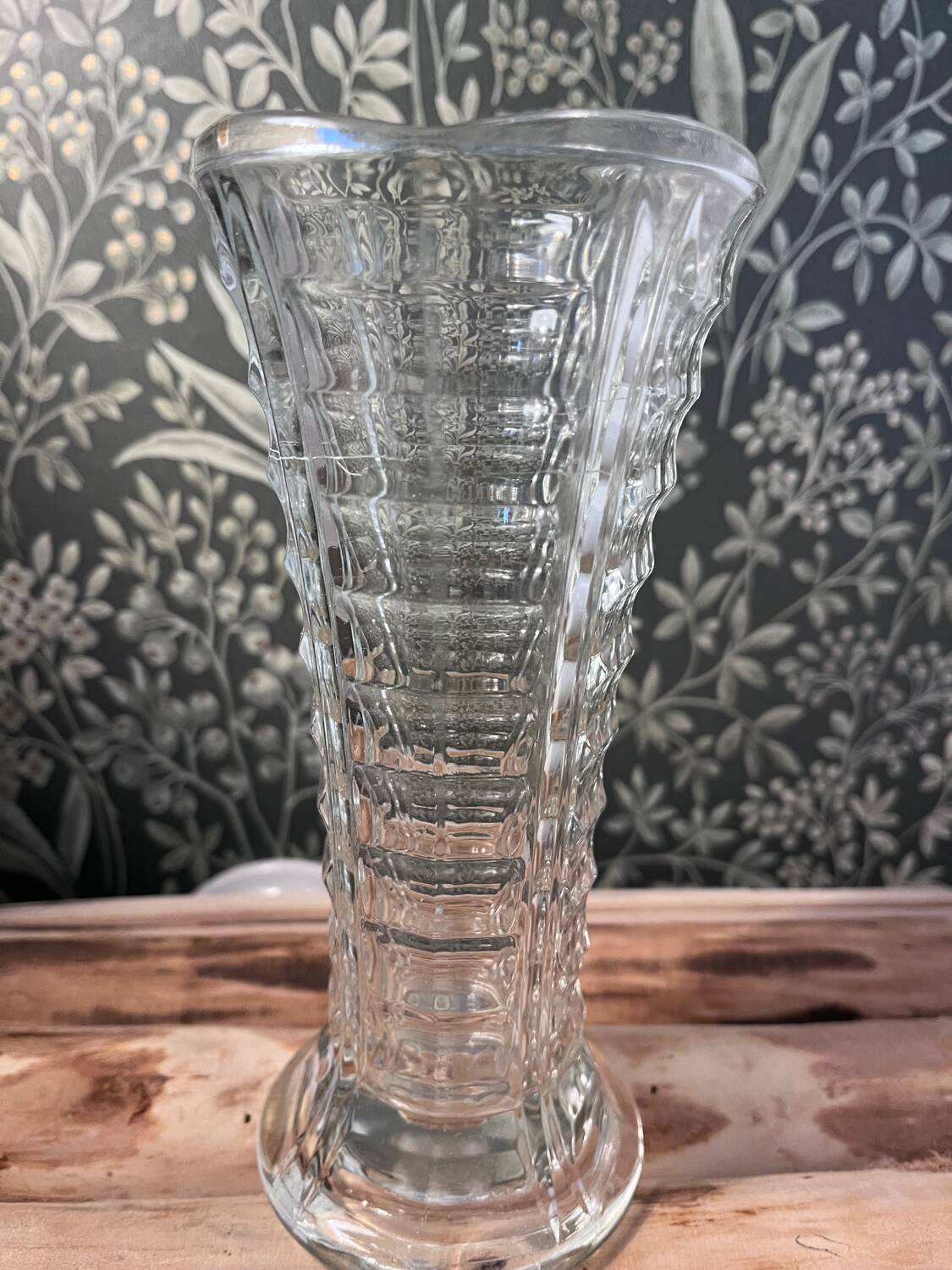 Vintage clear glass vase