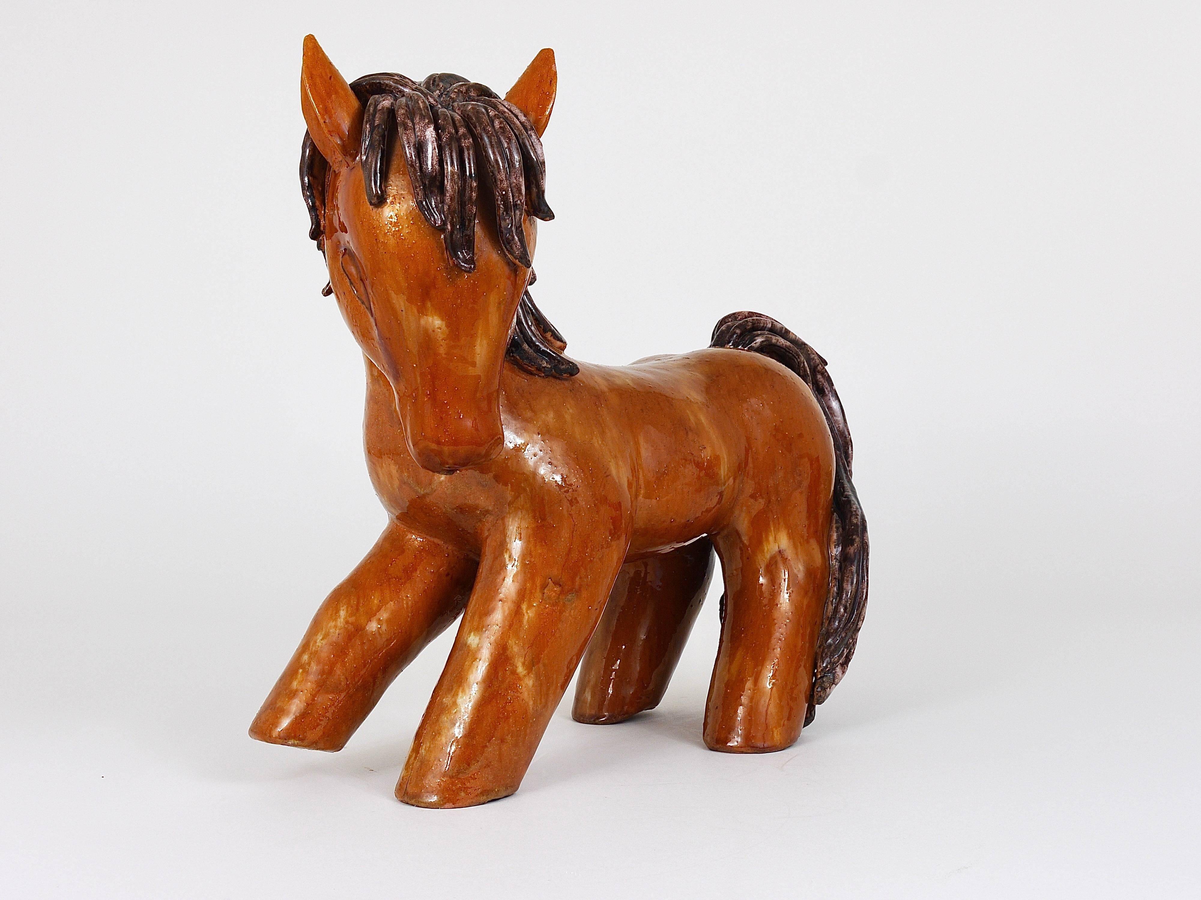 Walter Bosse Large Ceramic Horse Sculpture, Austria, 1950s