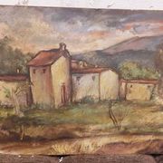 Roberto Pucci oil painting 50s painting on 2 sides landscape still life