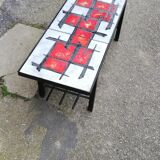 Vintage coffee table metal and lava stone