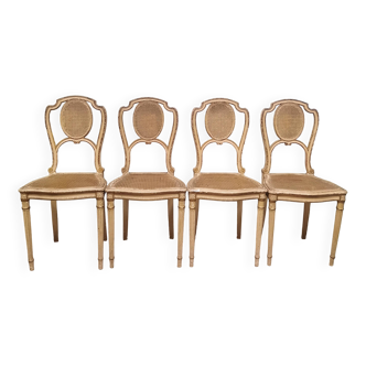 Set of 4 Napoleon III caned chairs